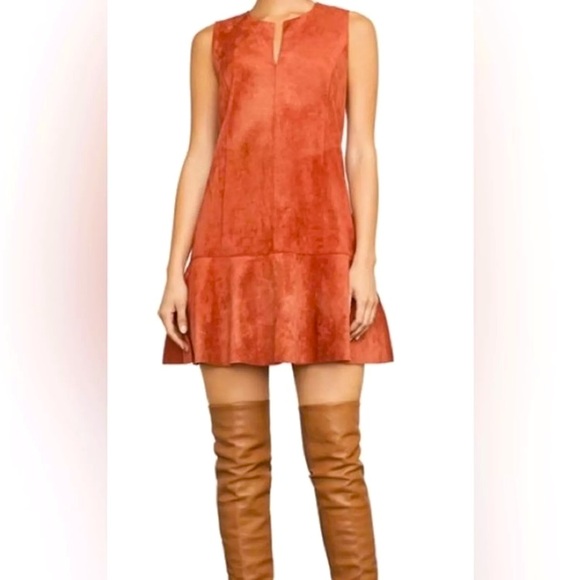 BCBG MaxAzria Adeline Coral Faux-Suede Dress Sz 2 🪸 - Picture 3 of 8